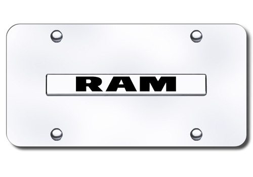 Au-Tomotive Gold Ram Logo Emblem Chrome License Plate - Click Image to Close